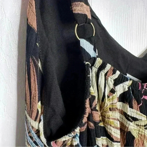 Hurley Ruffle Hem Maxi Dress Black / Floral Size NWT Medium - Picture 10 of 16